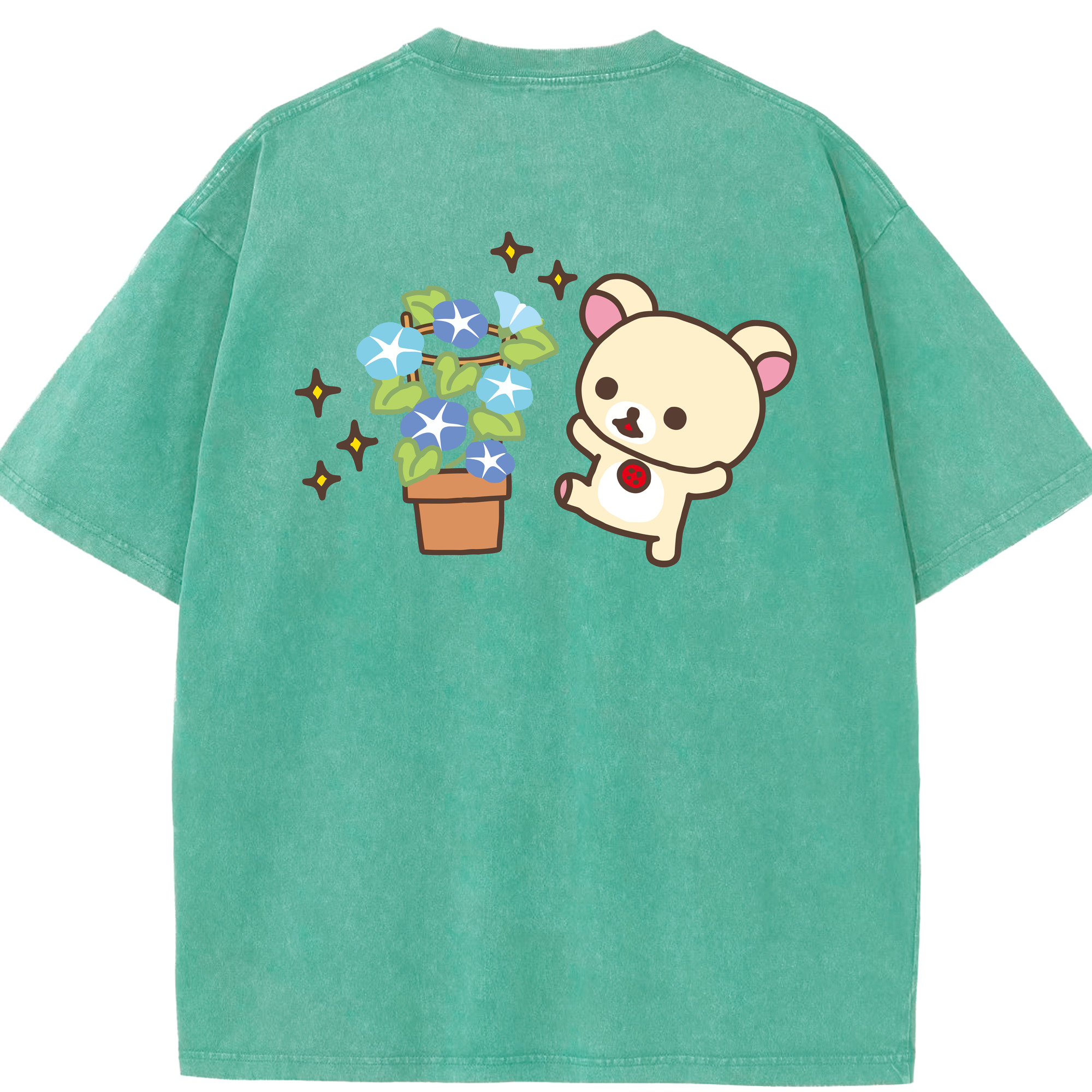 （画像用） リラックマ リラックマ キイロイトリ Rilakkuma Korilakkuma Kiiroitori 綿100% ヴィンテージ風 半袖Tシャツ（背面プリント）